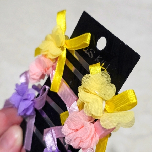 Dolls Kill x Ciel Hair Accessories Rare Set of 6 Pastel Silky Ribbon Floral Clip - Picture 2 of 7